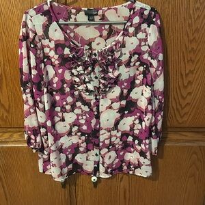 Purple pink and black floral top